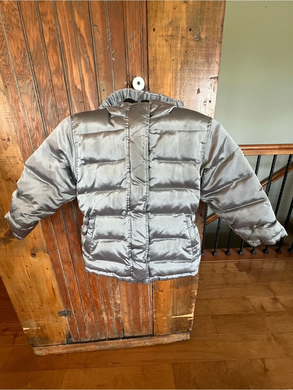GAP Kids Silver Hooded Fleece Lined Warm Puffer Jacket Size XS